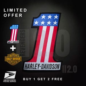 Harley Davidson #1 Embroidery Patch: 12 Inch Red Biker Jacket Applique