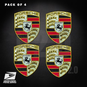 Lot of 4 Porsche Logo Embroidery Patch 4.5&quot; Automobilia Car Racing Badge Iron On Sew On Ship From USA