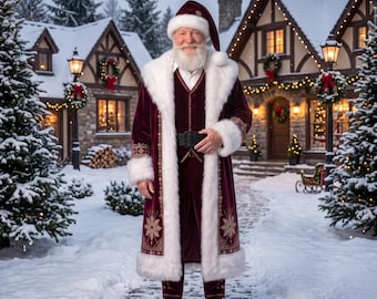 Luxury Velvet Santa Suit  Faux Fur Gold Embroidery Costume