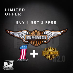 Orange White Vintage Harley Davidson 15" Wings Embroidery Patch With 2 Free Gift Iron On Sew On Ship From USA