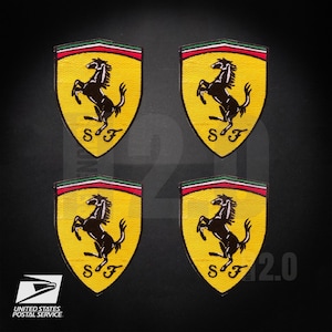 Pack of 4 Ferrari Logo Embroidery Patch 4&quot; Car Racing Automobili Iron On Sew On Patches Ship From USA