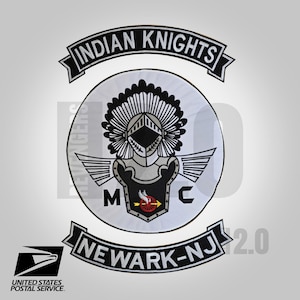 Embroidered Indian Knights MC Biker Patches - Iron On Sew On - Pack of 3