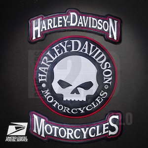Harley Davidson Skull Embroidery Patch: Motorcycle Jacket Logo