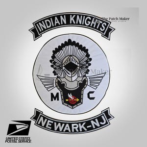 Set di 3 toppe ricamate per schiena degli Indian Knights MC / Toppe per gilet del club motociclistico