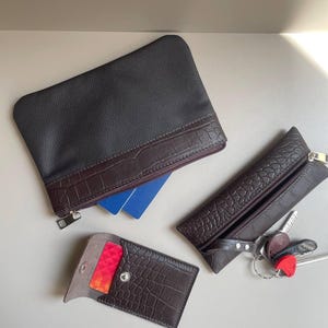 Brown Leather Money Bag, Bank Bag,Leather Travel Organizer,Zipper Pocket, Handmade Cash Storage Pouch, Gifts for Wedding