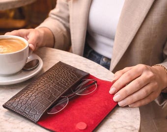 Leather Glasses Case, Personalized Magnetic Sunglasses Case
