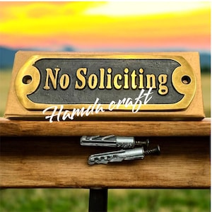 No Soliciting Sign – 5&quot; Modern Self-Adhesive Wall Plaque for Home or Office