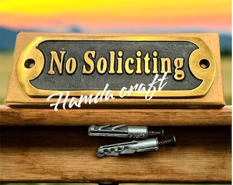 No Soliciting Sign – 5&quot; Modern Self-Adhesive Wall Plaque for Home or Office