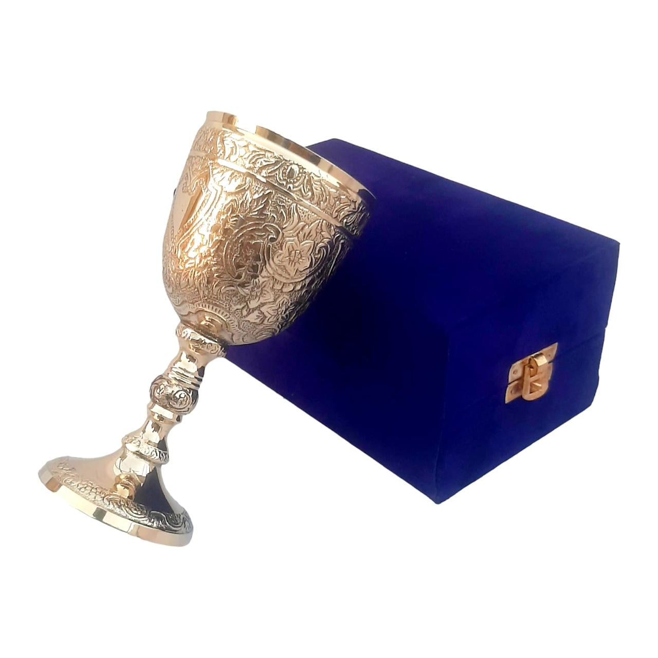 Personalized Brass Chalice – Custom Engraved Goblet for Communion, Wedding, or Gothic Decor