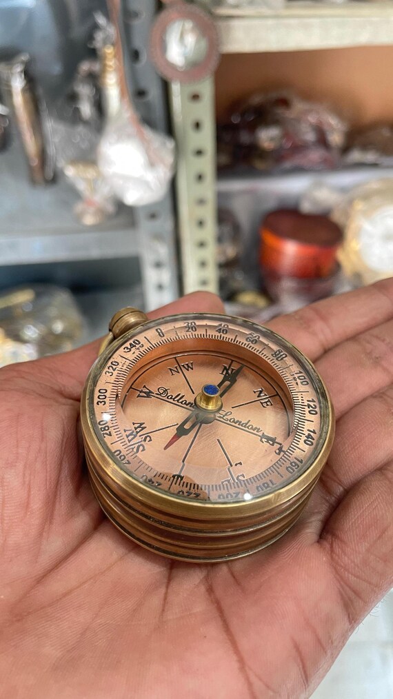 Vintage Brass Pocket Compass: Dolland London Engraved Nautical
