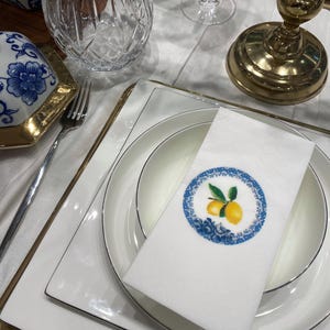 Tovaglioli di presentazione limone blu bianco 16 pezzi