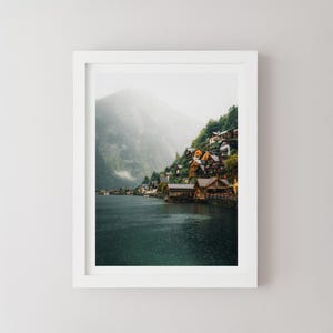 Hallstatt Town Rain Print | Austria Original Art Print, Austrian Village Aesthetic Print, Moody Hallstatt Landscape Photo by Giulio Groebert