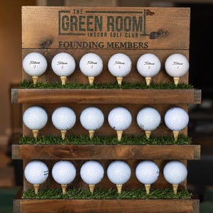 Custom Golf Ball Display Shelf | Golf Ball Holder | Engraved Golf Gift for Dad | Golf Ball Rack with Tees | Man Cave Decor | Golf Shelf