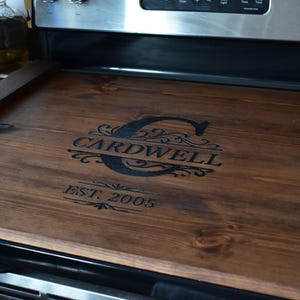 Handmade Personalized Wood Stove Top Cover | Custom Noodle Board | Rustic Kitchen Tray
