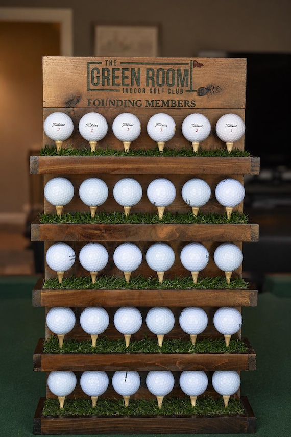 Custom Golf Ball Display Shelf | Golf Ball Holder | Engraved Golf Gift for Dad | Golf Ball Rack with Tees | Man Cave Decor | Golf Shelf
