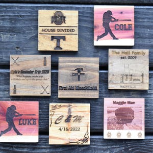 Custom Engraved Wood Coasters – Personalized Rustic Drink Coasters – Handmade Gift Set for Wedding, Housewarming, or Home Bar