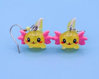 Yellow Axolotl  Earrings