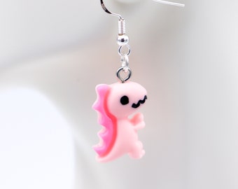 Pink Dinosaur Earrings