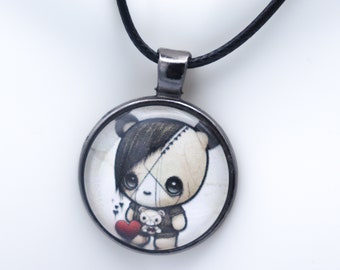 Goth Teddy Bear Necklace