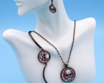 Pink Rose Sugar Skull Set