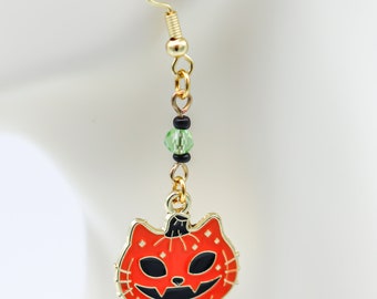 Kitty Cat Jack-o-Lantern Earrings