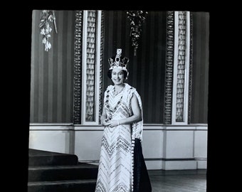 Queen Elizabeth black and white photograph at Buckingham Palace 1977
