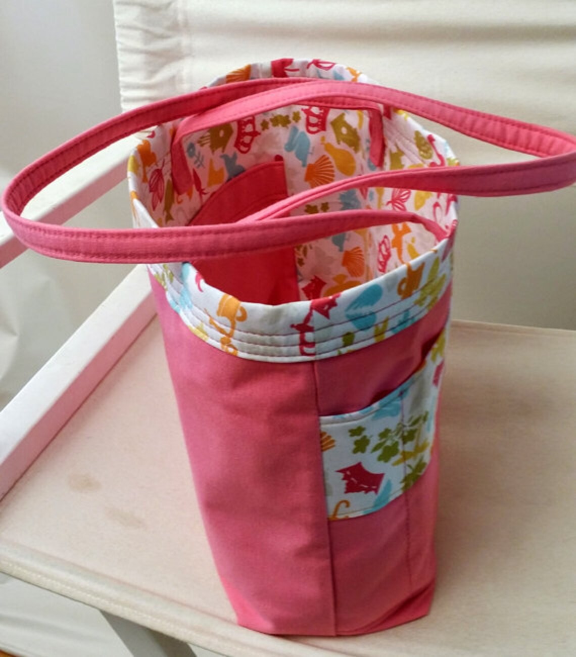 Organizer Tool Bag // Pink Canvas // Small Tote // Short Etsy