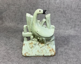 Cast iron duck door stop green duck
