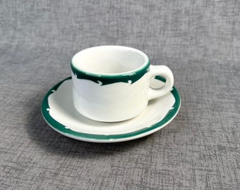 Vintage Sterling China cup and saucer set, green wave pattern