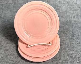 Hazel Atlas Moderntone Pink 7 inch dessert plates, set of three