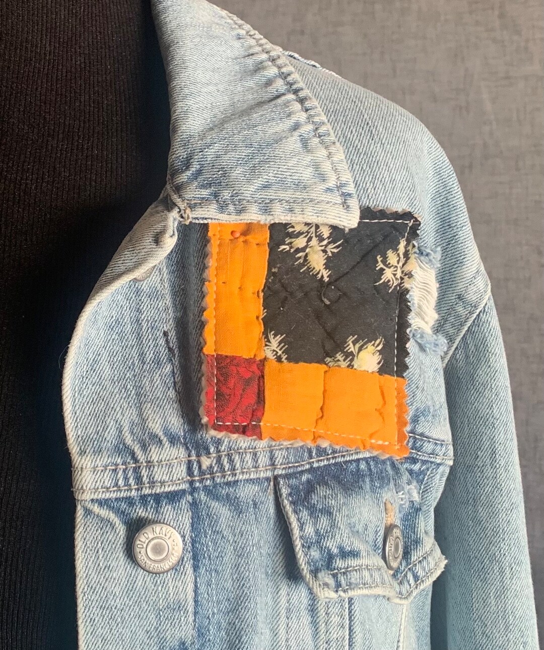 Patch for Jeans Jacket Quilted Patch Repurposed Vintage Quilt Etsy