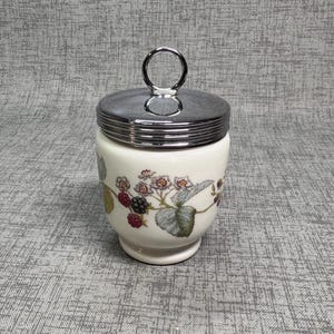 Egg coddler Royal Worcester England blueberries pattern porcelain