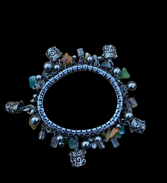 Charm bracelet silver stainless stretch bracelet … - image 3