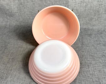 Hazel Atlas Moderntone Pink 8 inch bowls, set of two