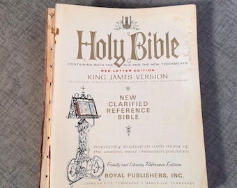 Pagine della Bibbia KJV: edizione con lettere rosse, illustrazioni a colori, senza copertina - Per progetti artigianali