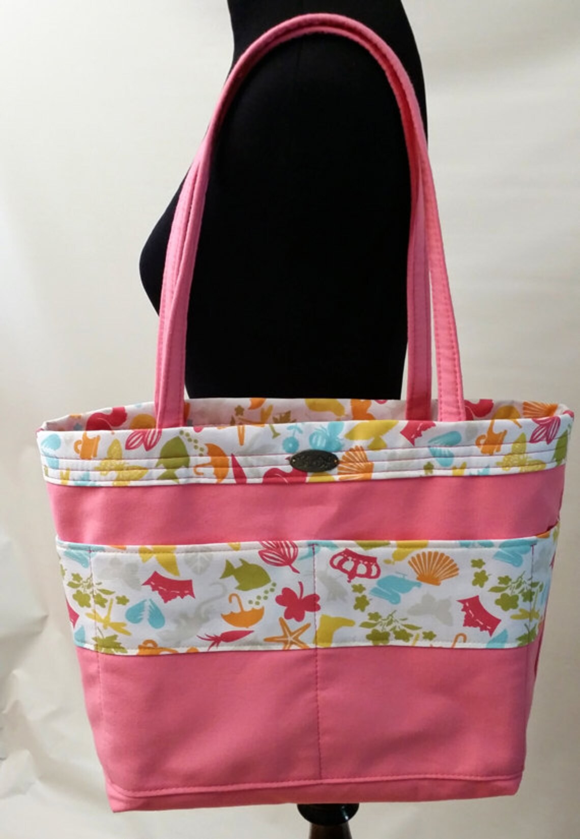 Organizer Tool Bag // Pink Canvas // Small Tote // Short Etsy