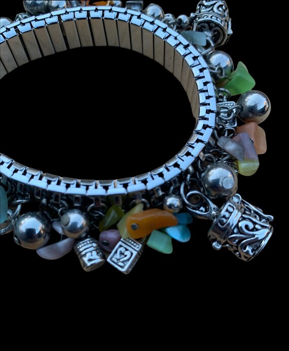 Charm bracelet silver stainless stretch bracelet … - image 4
