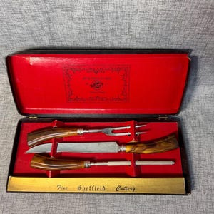 Sheffield cutlery set with original box three piece set
