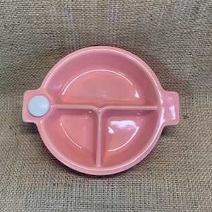 baby food warming dish ceramic pink vintage