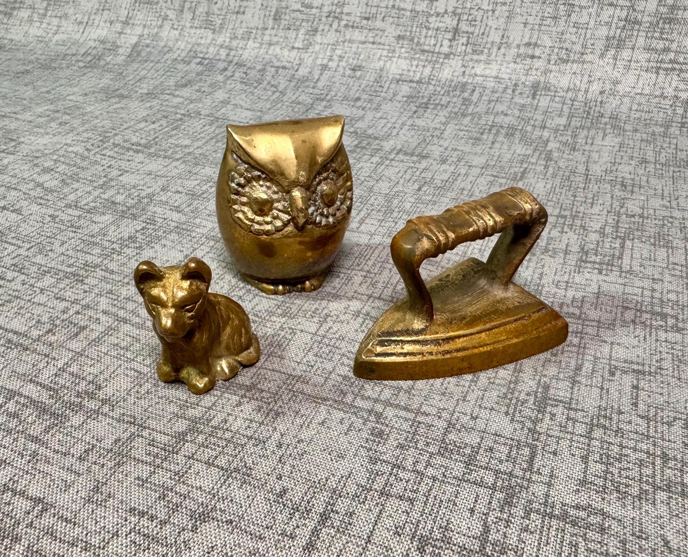 Brass miniatures owl iron dog / price is per piece
