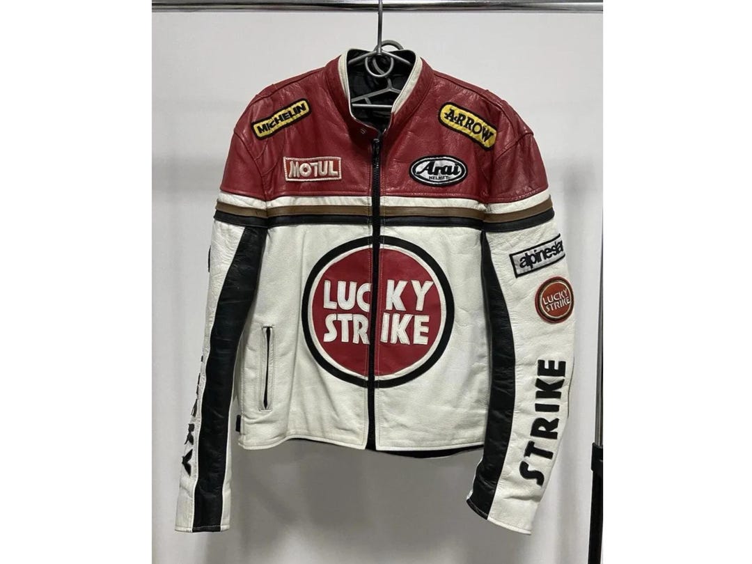 Men's Lucky Strike Leather Jacket Premium Cowhide Motorcycle Jacket for ...