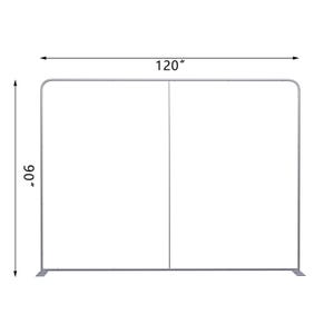 May include: A silver trade show backdrop frame with a 120" width and 90" height.