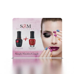 May include: Two nail polish bottles, one red and one clear, with the brand name "SOM BY SSEY" and the text "International Gel & Fast Dry Nail Polish Simply Flawless Couple".