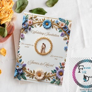 Elegant Floral Wedding Invitation Bundle | Editable Canva Template Suite | RSVP Save the Date Menu Thank You Card