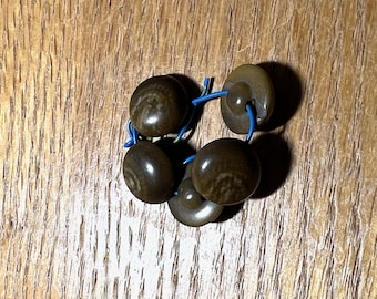 Vegetable ivory buttons - brown, dome shaped.  Set of 5.