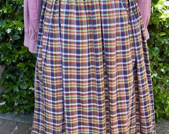Handmade Cotton Apron: multi colored madras plaid