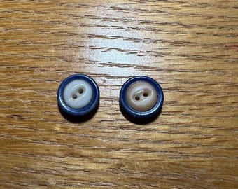 Iridescent buttons, blue and white. Set of two (2)