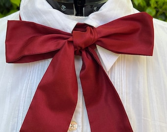Deep red silk cravat, 19th century style