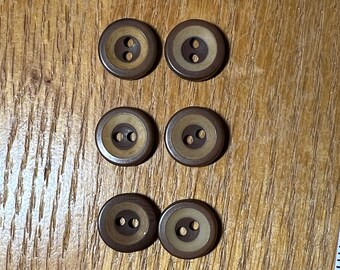 Vegetable ivory buttons - 2-tone. Set of 6.