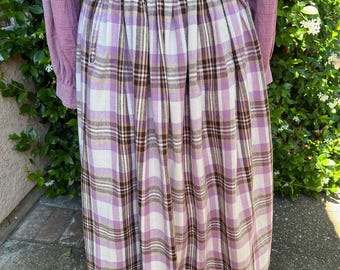 Handmade Linen/Cotton Apron: pink and brown plaid